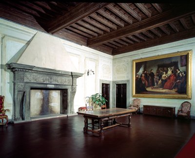 Innenraum mit Kamin aus dem 15. Jahrhundert, Villa Medicea di Careggi von Michelozzo di Bartolommeo